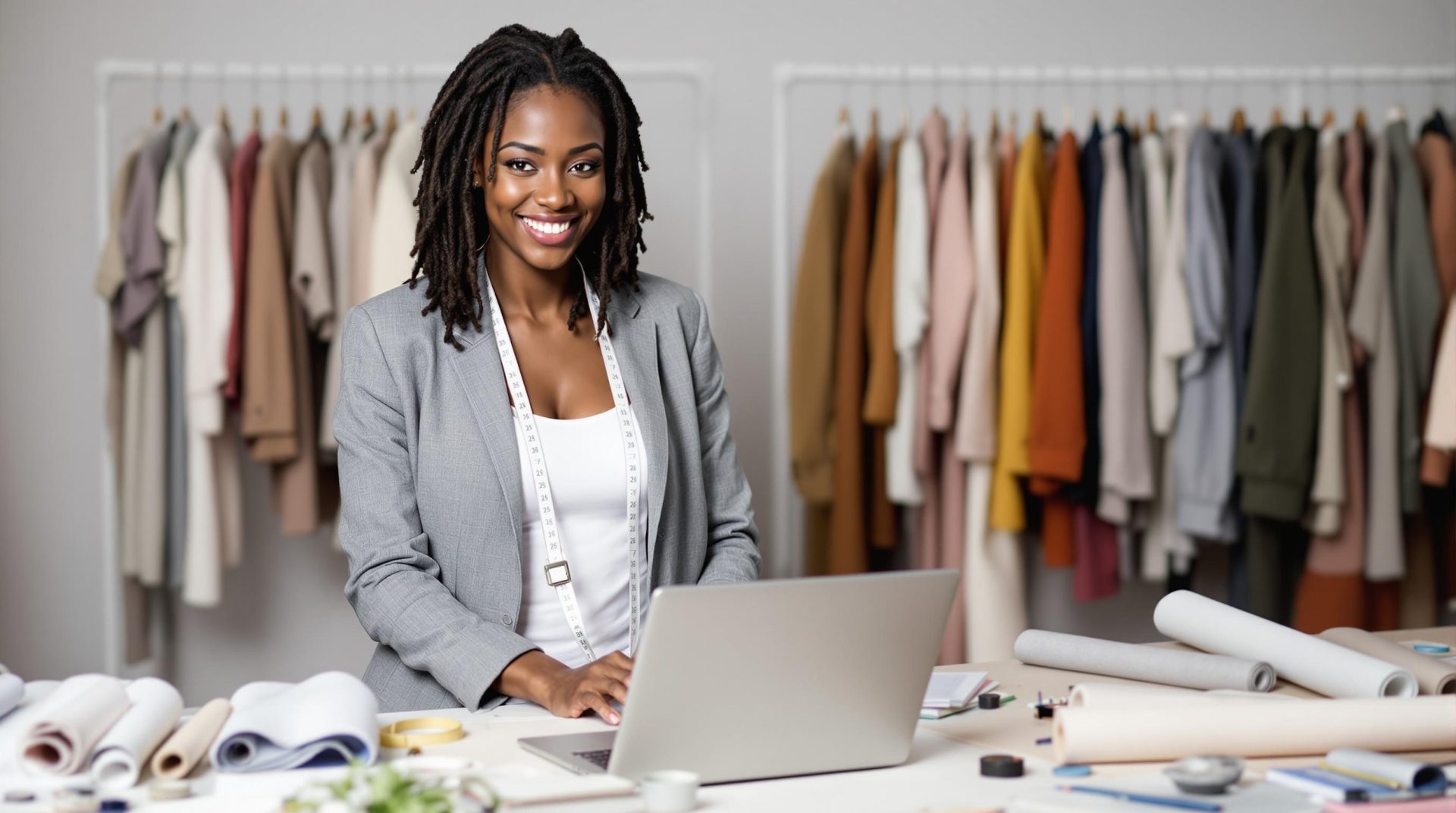 woman-with-natural-dreadlocks-stands-in-front-of-a-laptop