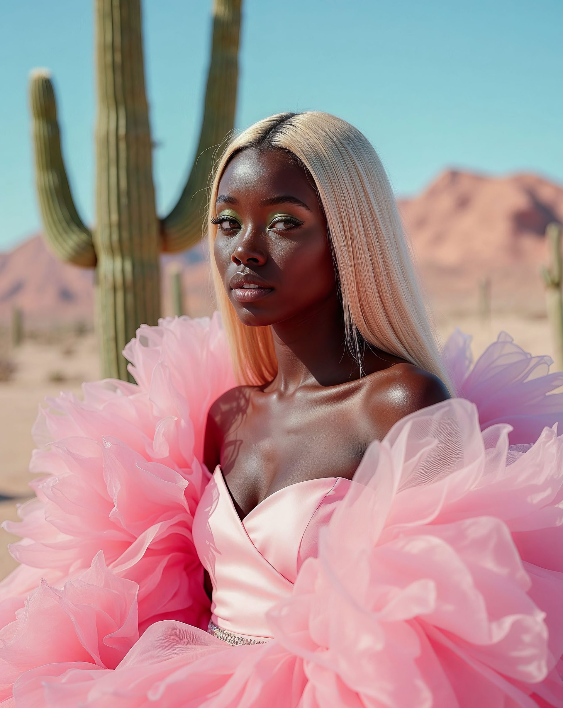 a-portrait-of-a-woman-with-long-straight-blonde-hair-wearing-a-vibrant-pink-gown