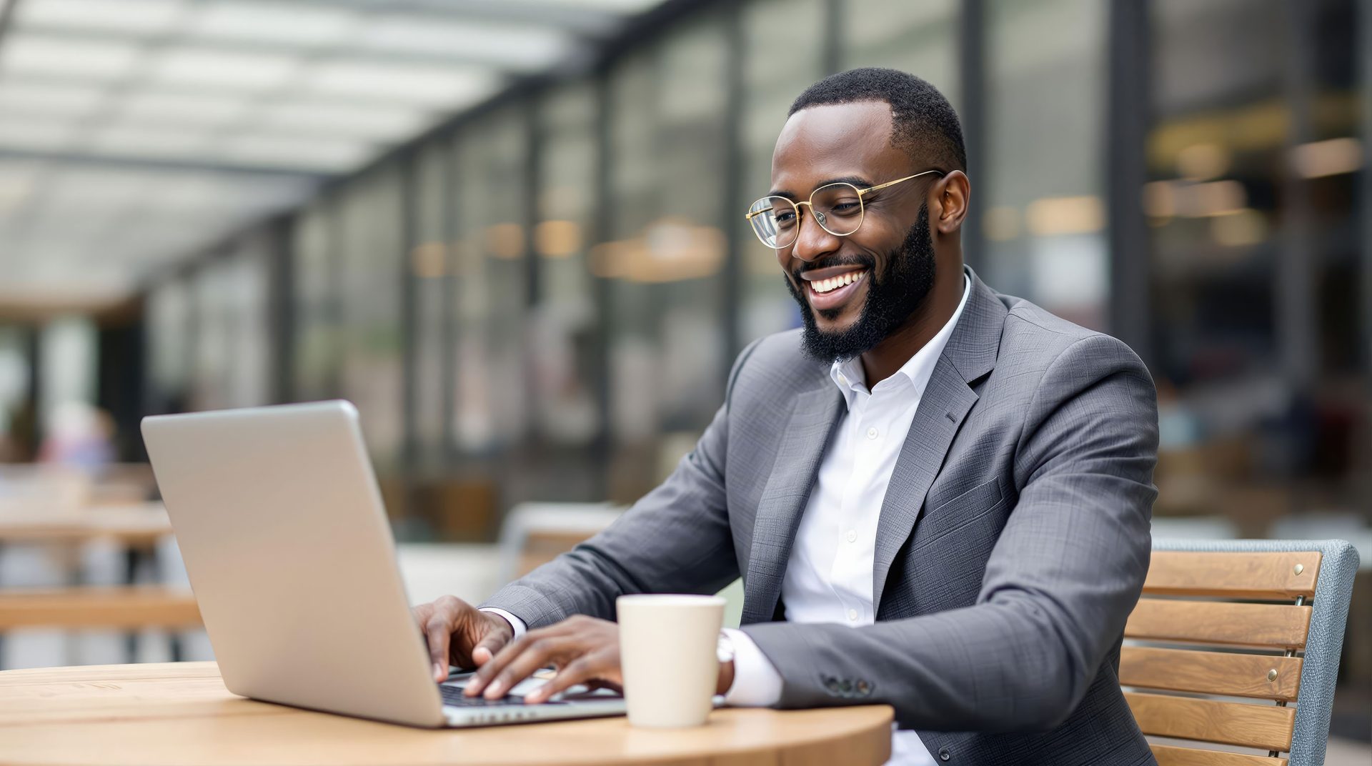 smiling-businessman-using-laptop-at-outdoor-cafe